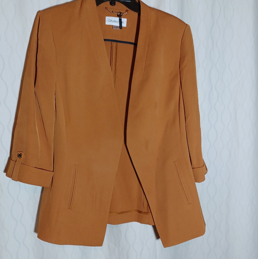 Calvin Klein Mustard Blazer sz 12 NEW